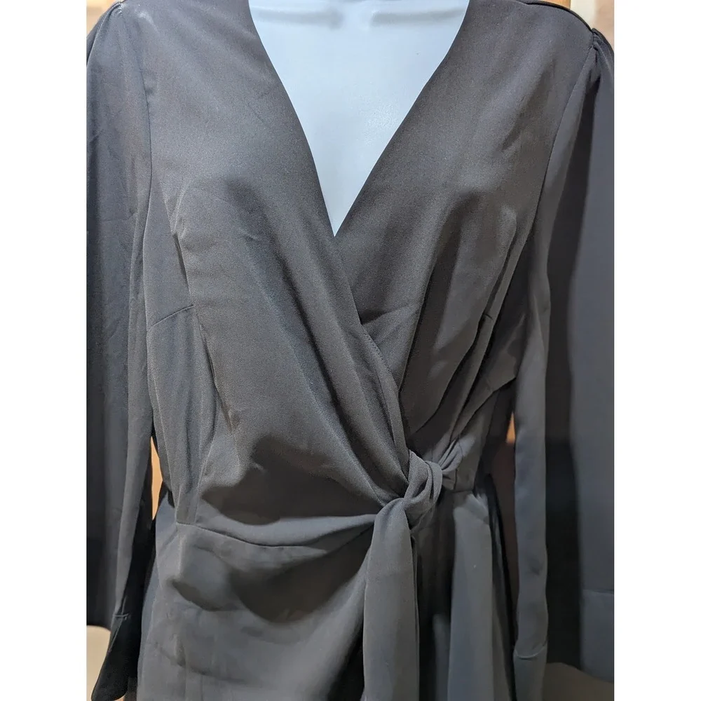 City Chic Shibara Vibes Black Wrap Midi Dress Kimono Sleeve XXS NWT - Picture 4 of 8
